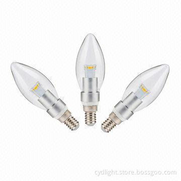 C37 LED Candle Bulbs with 2,700-6,500K Color Temperature and 3W Power, Samsung 5730
